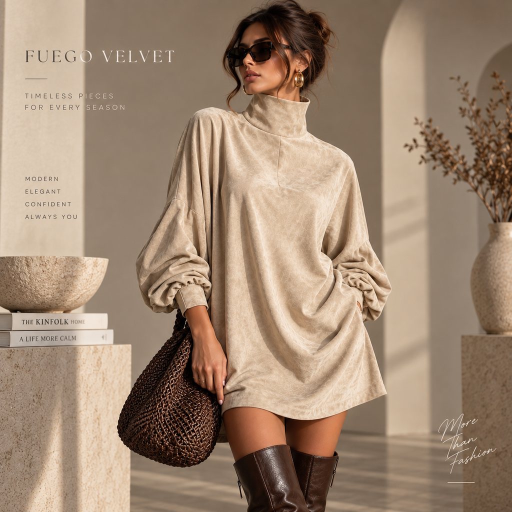 Faux Suede Retro Lapel Mini Dress | Women's Long Sleeve A-Line