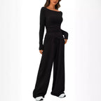 Women's Asymmetric Top & Wide-Leg Pants Set