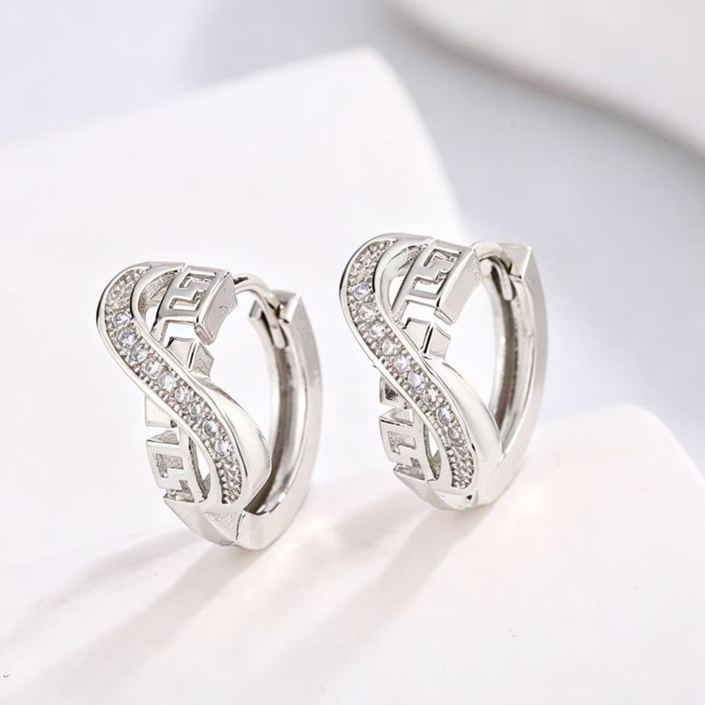 Diamond Studded Hoop Earrings