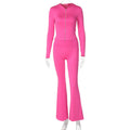 Women's Zip-Up Hoodie & Flared Pants Set