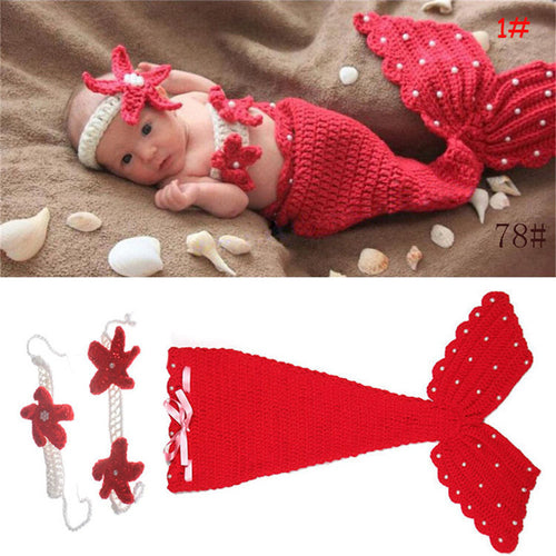 3-Piece Knitted Mermaid Baby Outfit – Newborn to 6 Months