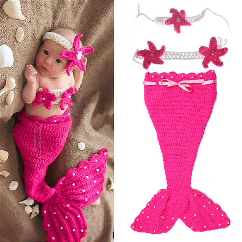 3-Piece Knitted Mermaid Baby Outfit – Newborn to 6 Months