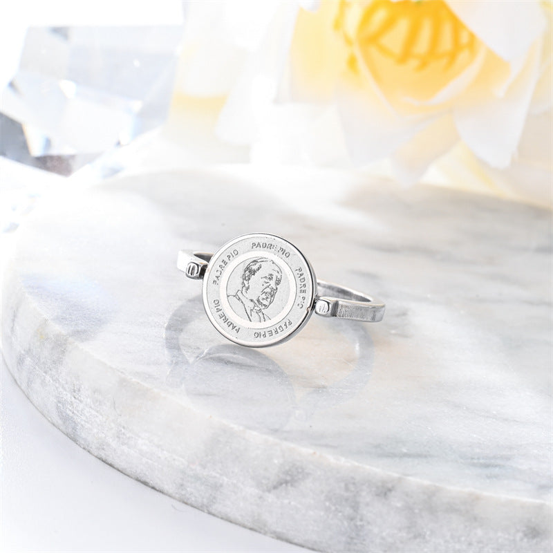 Geometric Stainless Steel Spinner Ring