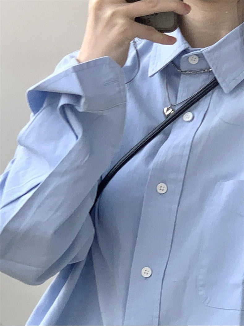 Women's Relaxed Polo-Collar Long-Sleeve Shirt