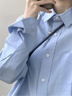 Women's Relaxed Polo-Collar Long-Sleeve Shirt