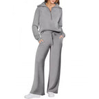 Women's Zip Sweatshirt & Wide-Leg Pants Set