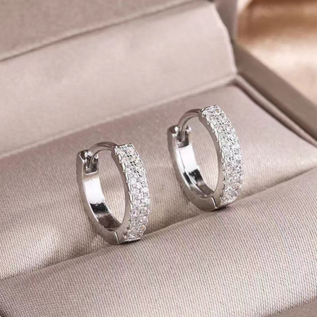 Diamond Studded Hoop Earrings