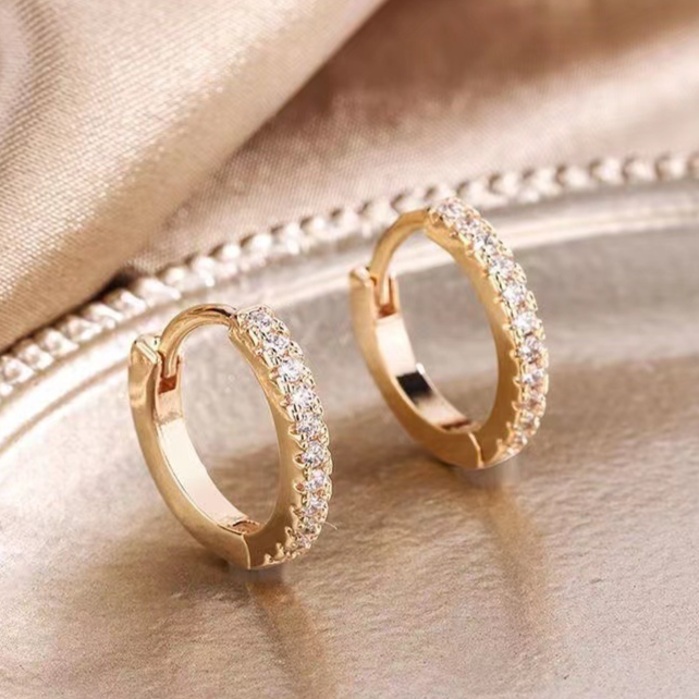 Diamond Studded Hoop Earrings