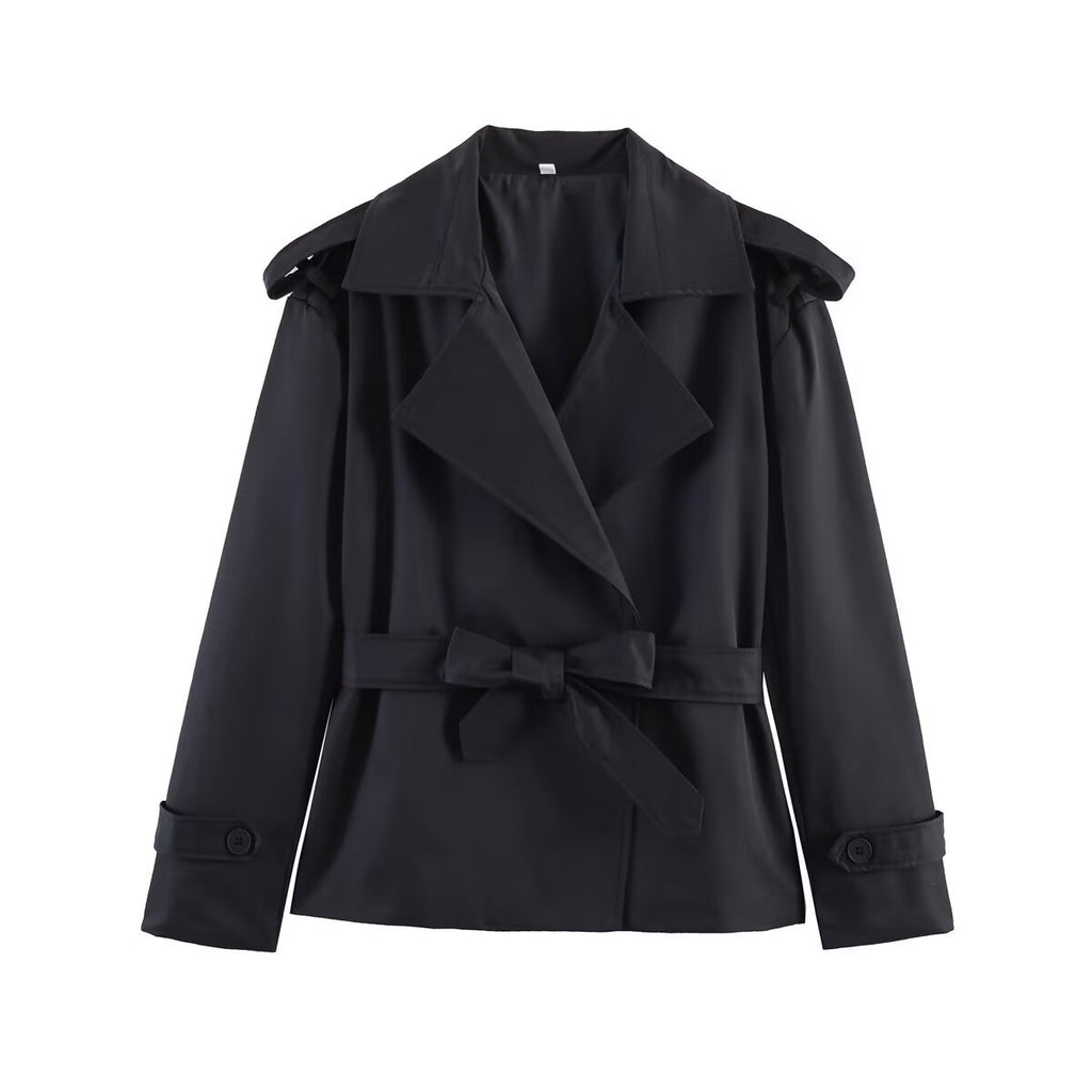 Women's Short Trench Coat – Belted Lapel Coat in 8 Colours | Casual & Semi-Formal