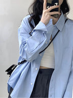 Women's Relaxed Polo-Collar Long-Sleeve Shirt
