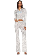 Women's Printed Hooded Top & Flared Pants Set