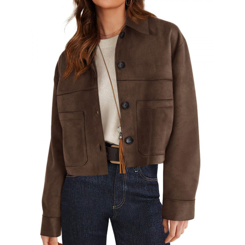 Women's Suede-Look Button-Front Jacket