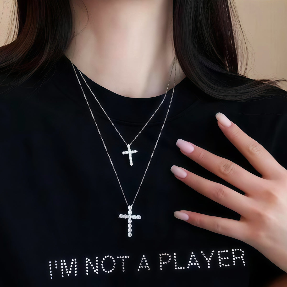 Rhinestone Cross Pendant Necklace