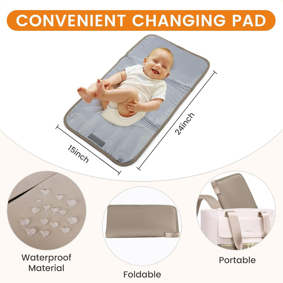 6-in-1 Waterproof Diaper Backpack with Changing Pad
