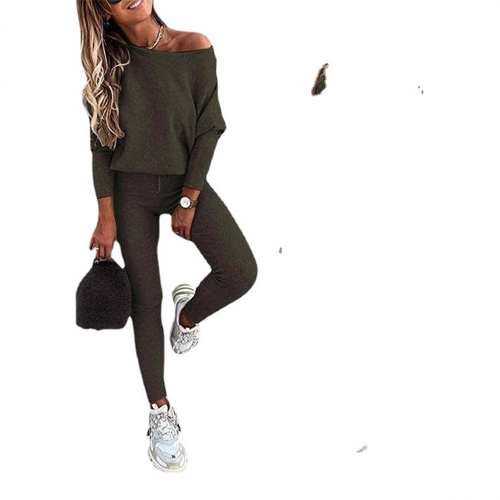Women's One-Shoulder Lace-Up Tracksuit Set
