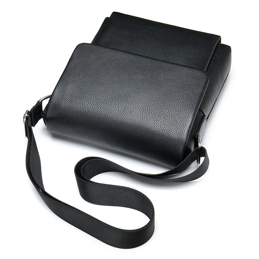 Men’s Genuine Cowhide Crossbody Shoulder Bag – Black