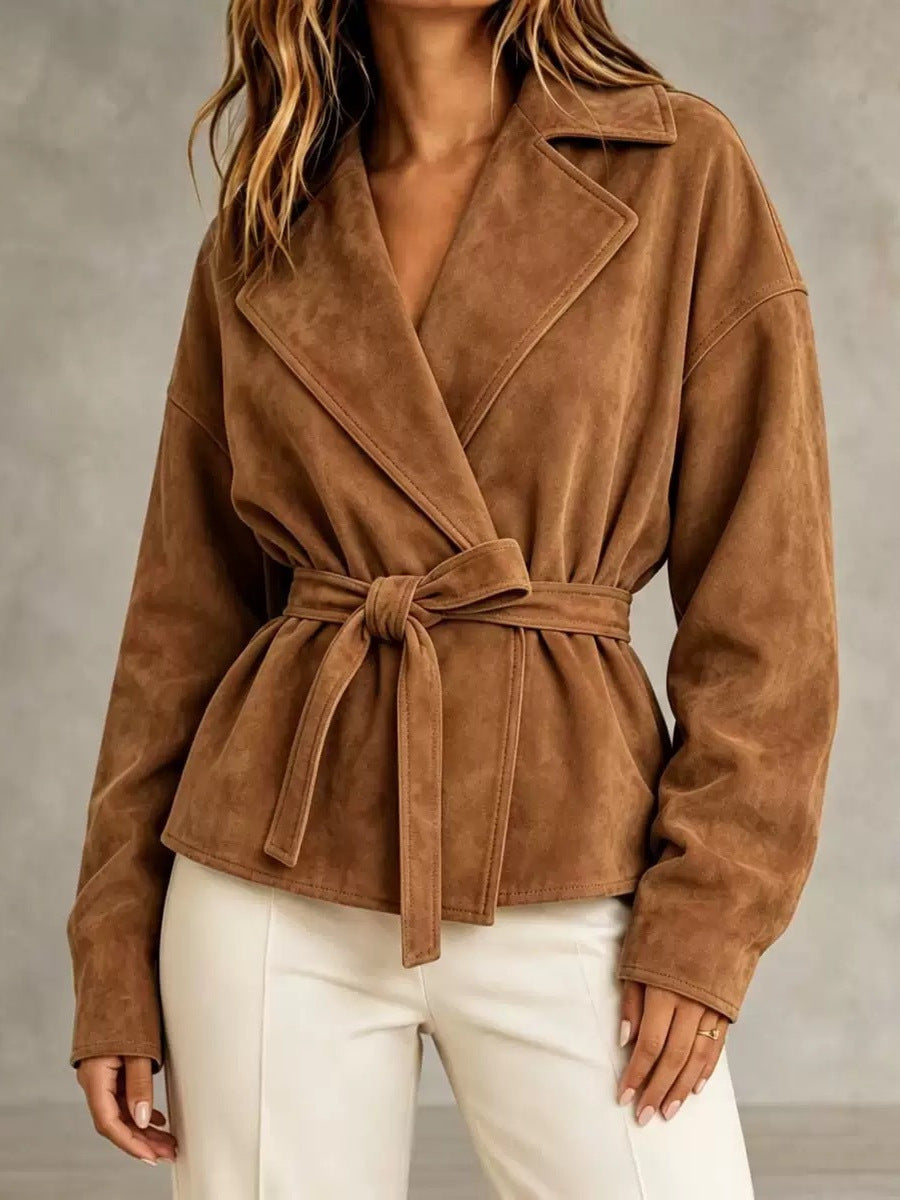 Women's Suede-Look Tie-Waist Jacket