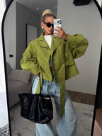 Women's Statement Faux Suede Trench Jacket