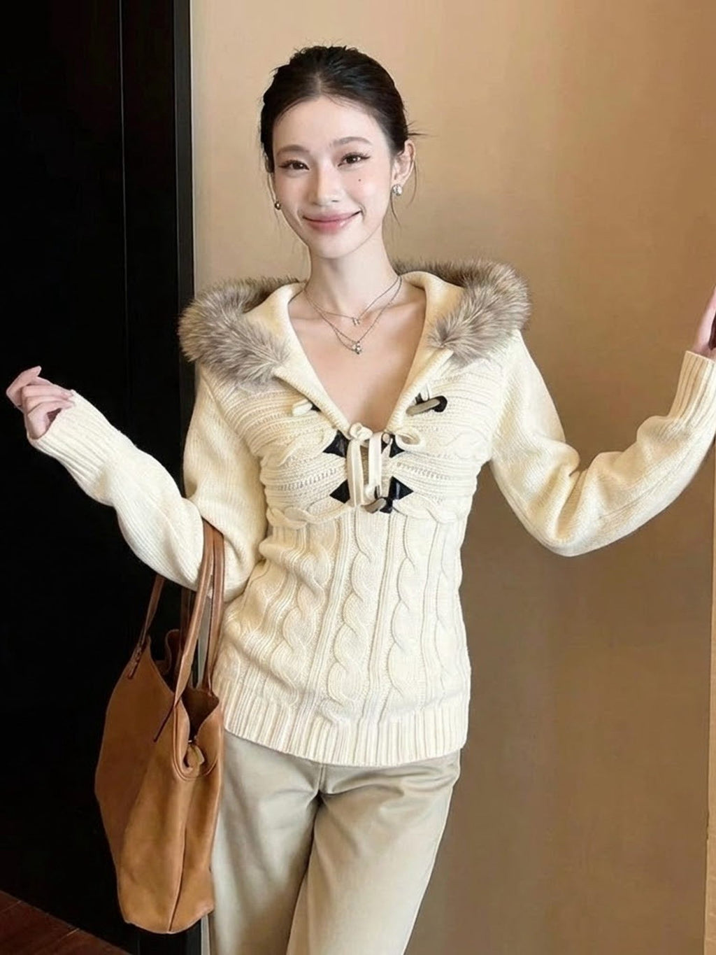 Women's Retro Hooded Knit Sweater