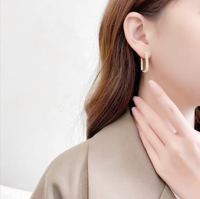 U-Shaped Simulated Diamond Zircon Earrings for Women