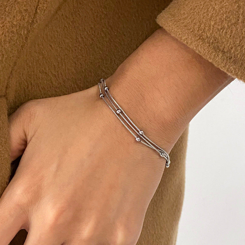 Stainless Steel Gold Multi-Layered Stacking Bracelet
