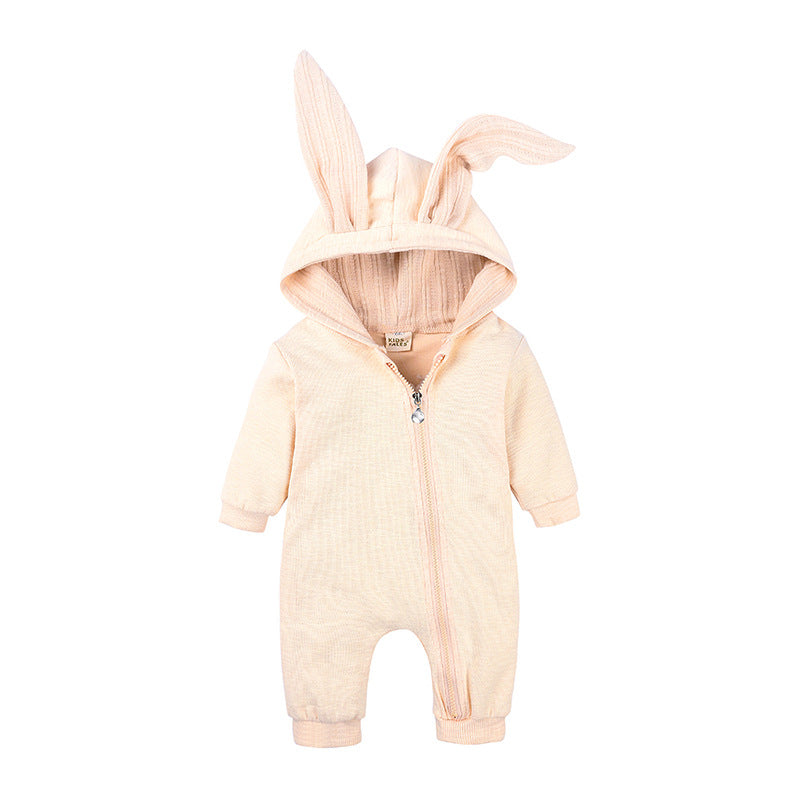 Baby Rabbit Ear Hooded Jumpsuit – 95% Cotton