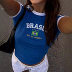 Women's Brazil Letter Y2K Top or Shorts
