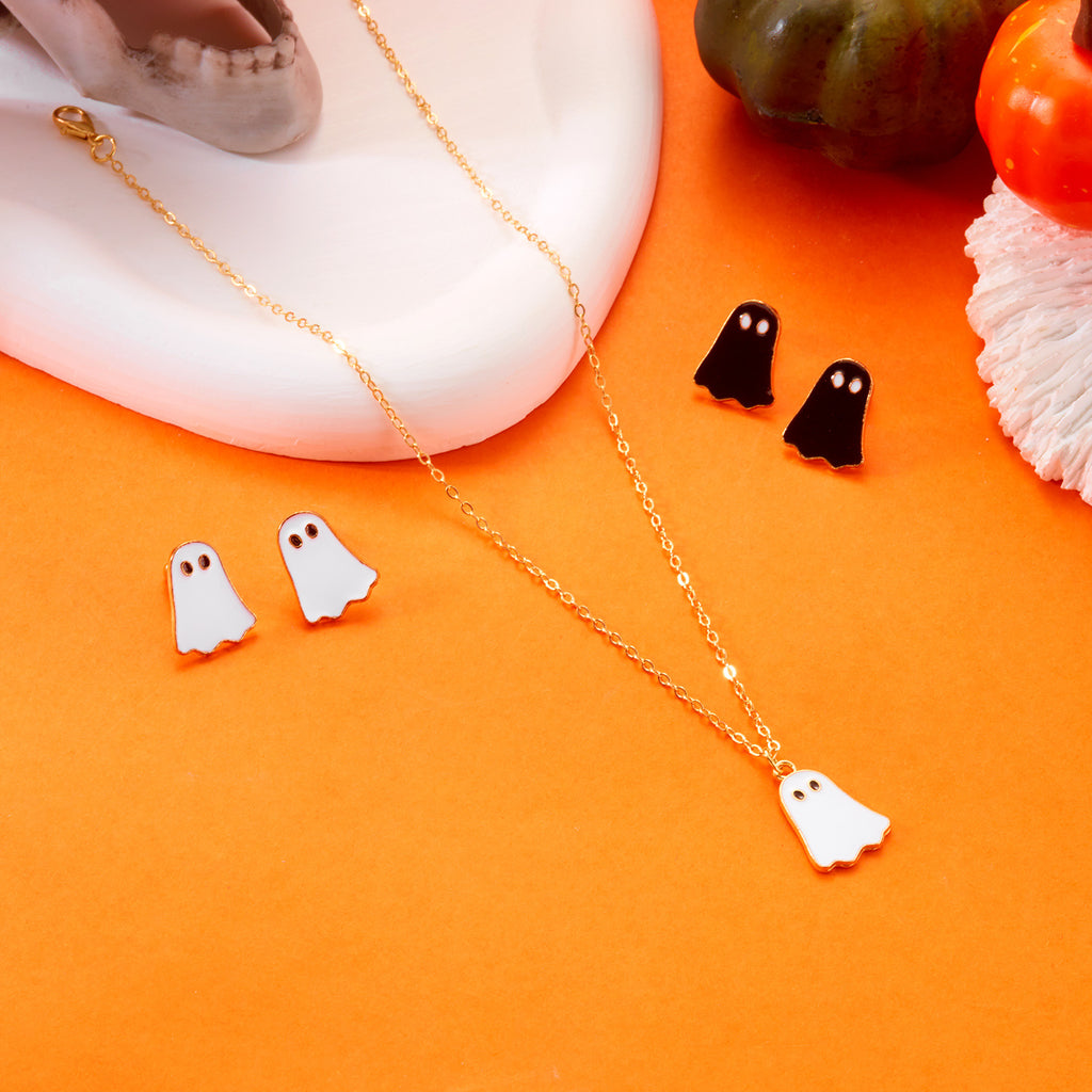 Halloween Ghost Necklace Earrings