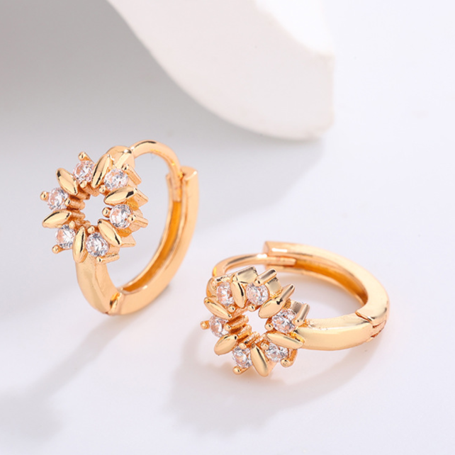 Diamond Studded Hoop Earrings