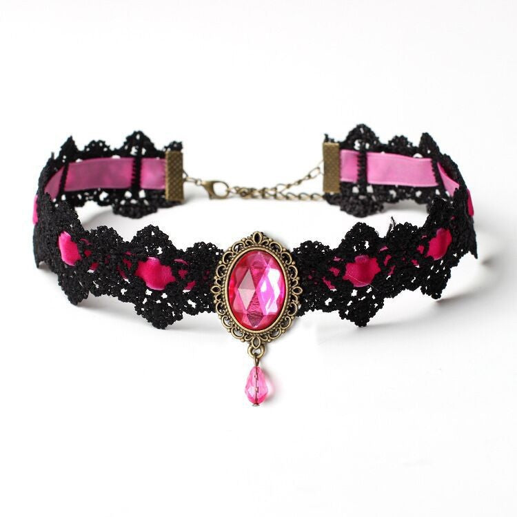 Gothic Rhinestone Choker Collar Necklace
