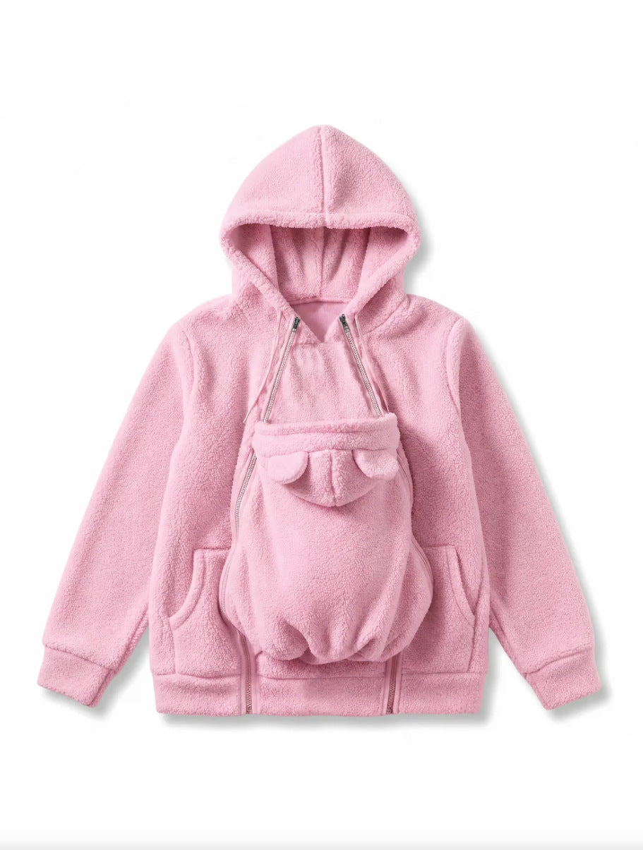 Women's Oversized Button-Front Fleece Hoodie