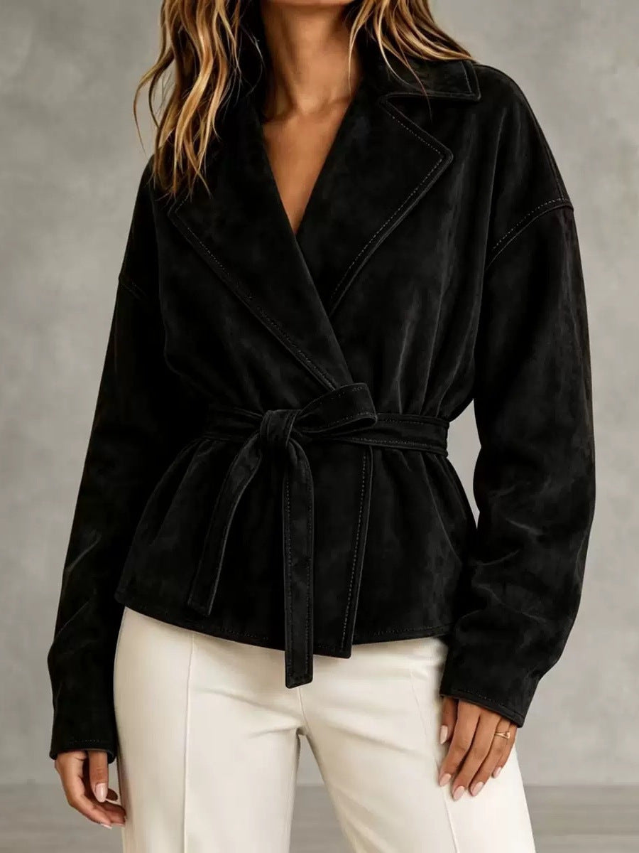 Women's Suede-Look Tie-Waist Jacket