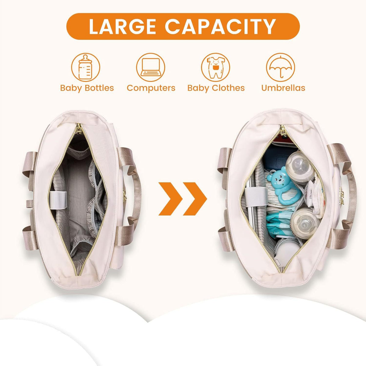 6-in-1 Waterproof Diaper Backpack with Changing Pad