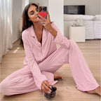 Women's Viscose-Blend Button-Up Pajama Set