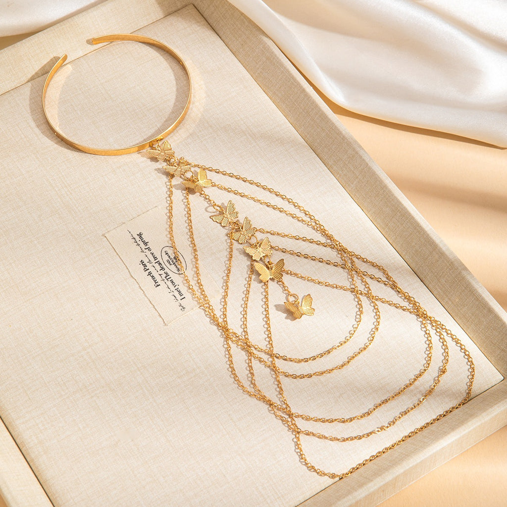 Vintage Butterfly Layered Chain Bracelet – Gold or Silver