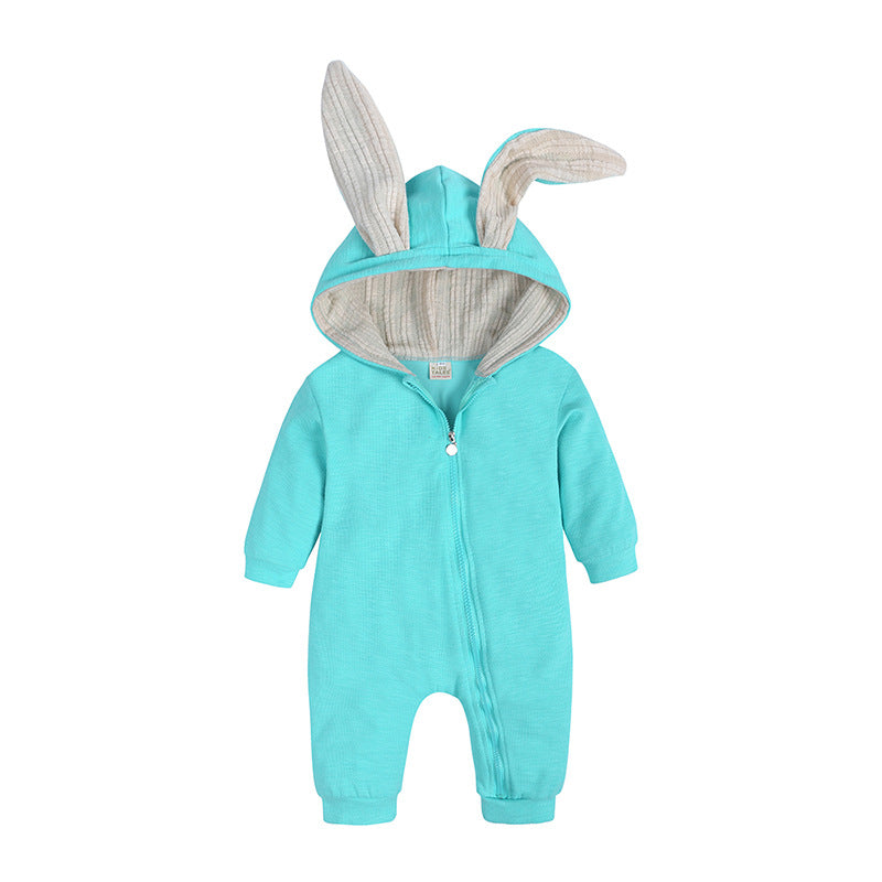 Baby Rabbit Ear Hooded Jumpsuit – 95% Cotton