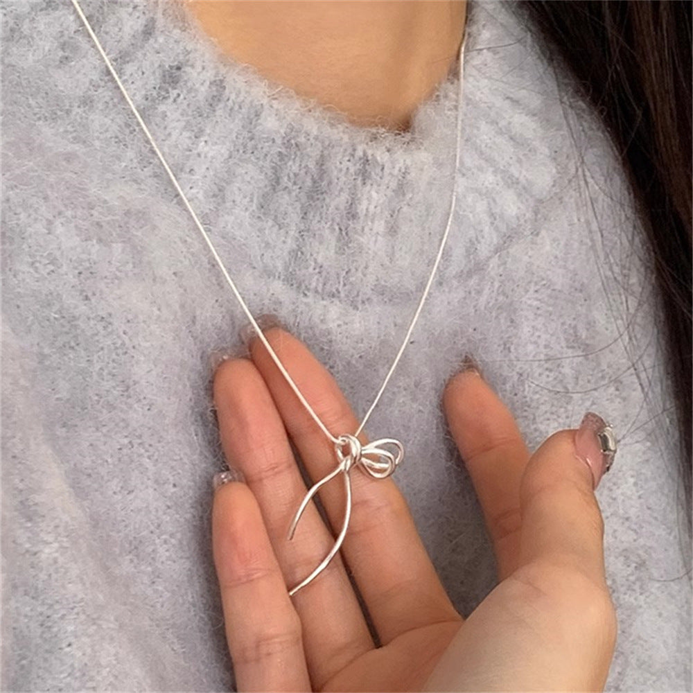 S925 Sterling Silver Aquamarine Butterfly Necklace