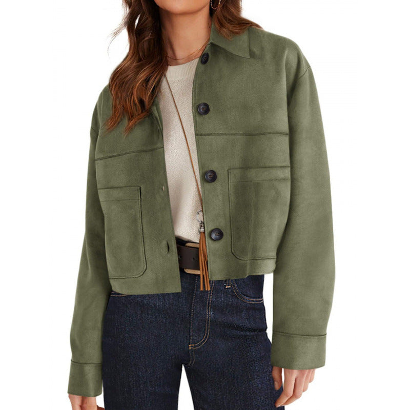 Women's Suede-Look Button-Front Jacket