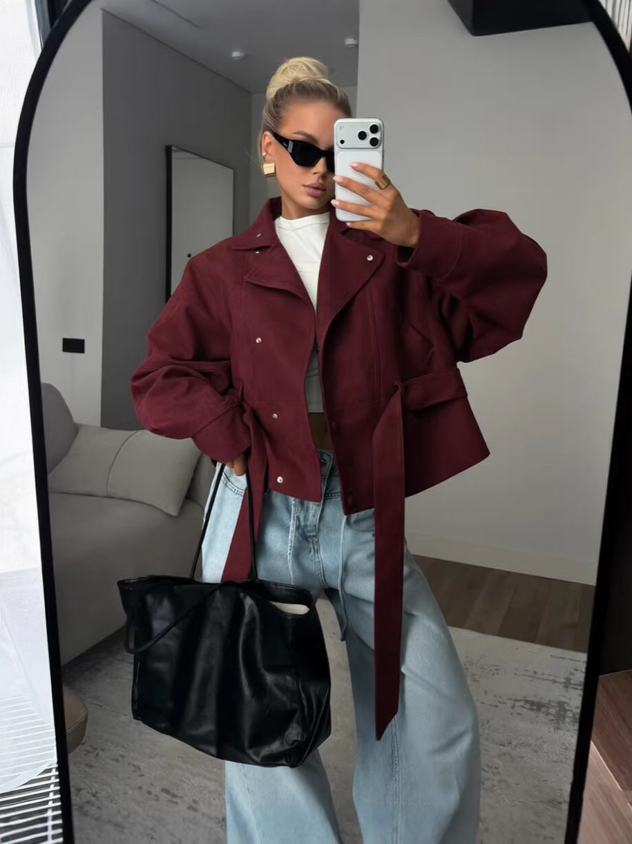 Women's Statement Faux Suede Trench Jacket