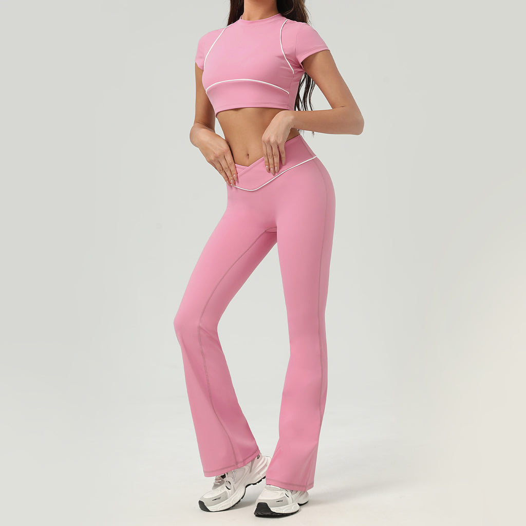 Women's Quick-Dry Top & Flared Pants Activewear Set