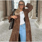 Women's Suede-Look Belted Trench Coat