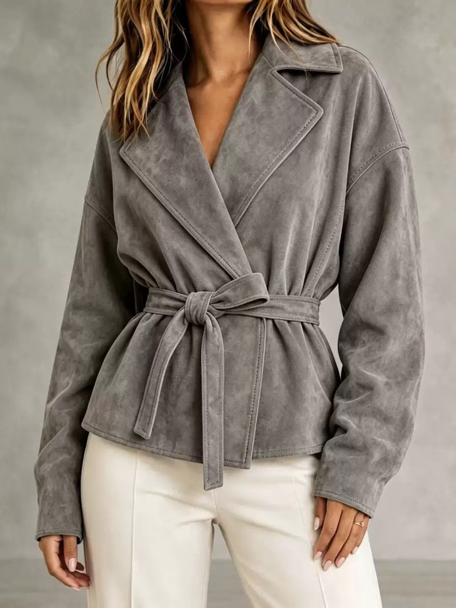 Women's Suede-Look Tie-Waist Jacket