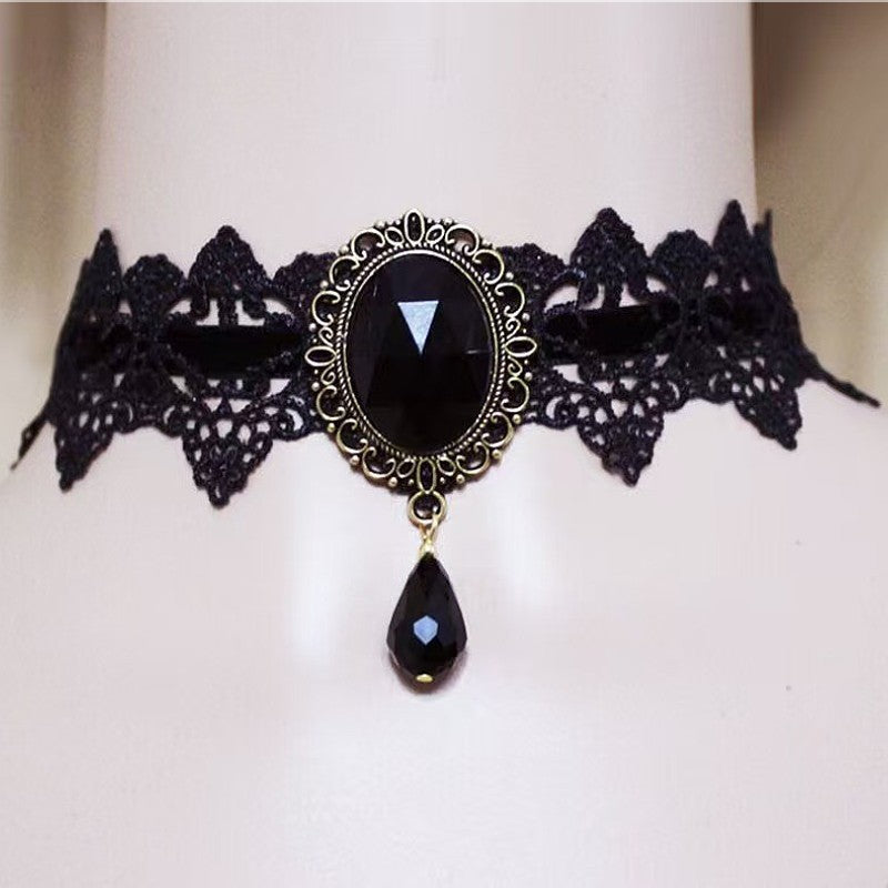 Gothic Rhinestone Choker Collar Necklace
