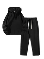 Women's Half-Zip Hoodie & Wide-Leg Pants Set