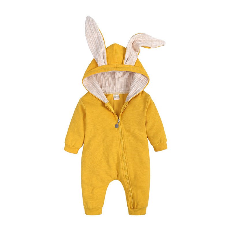 Baby Rabbit Ear Hooded Jumpsuit – 95% Cotton