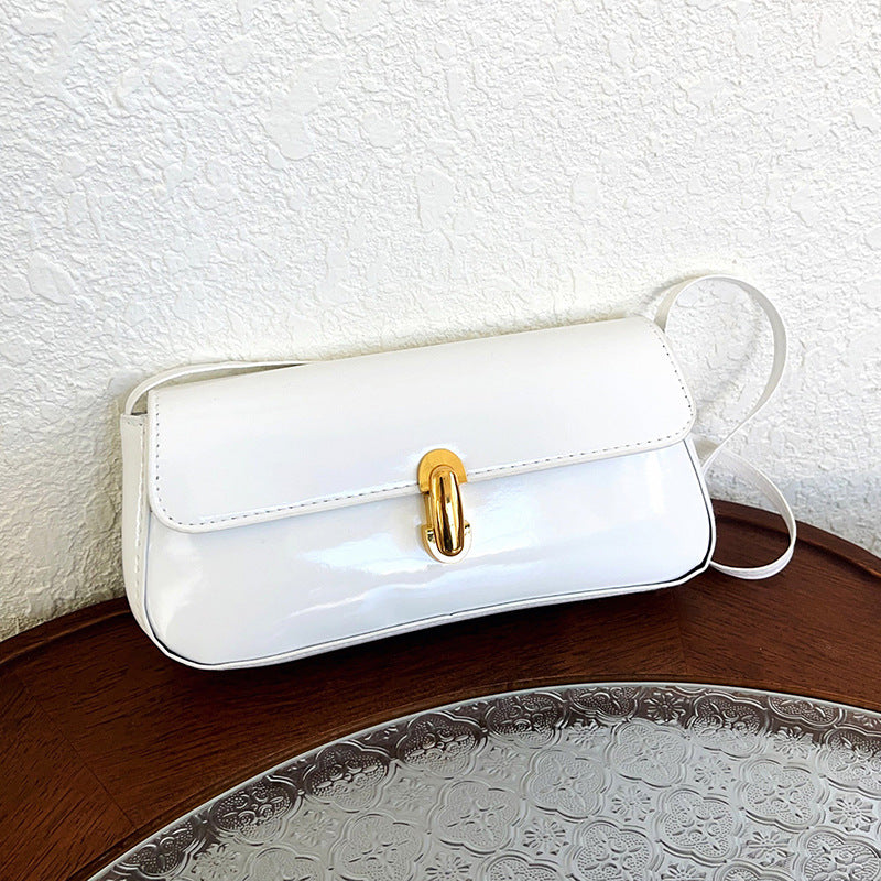 Glossy PU Leather Crossbody Bag with Metal Lock