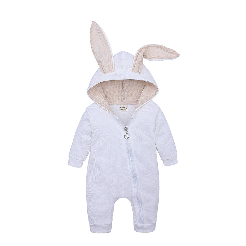 Baby Rabbit Ear Hooded Jumpsuit – 95% Cotton