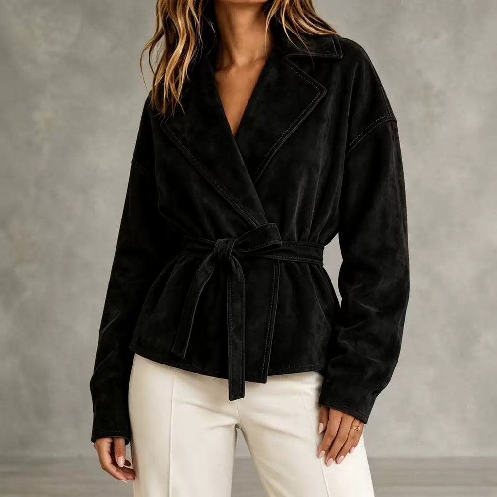 Women's Suede-Look Tie-Waist Jacket