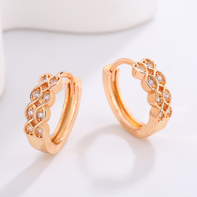 Diamond Studded Hoop Earrings