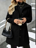 Women’s Mid-Length Wool Blend Coat – Slim Fit